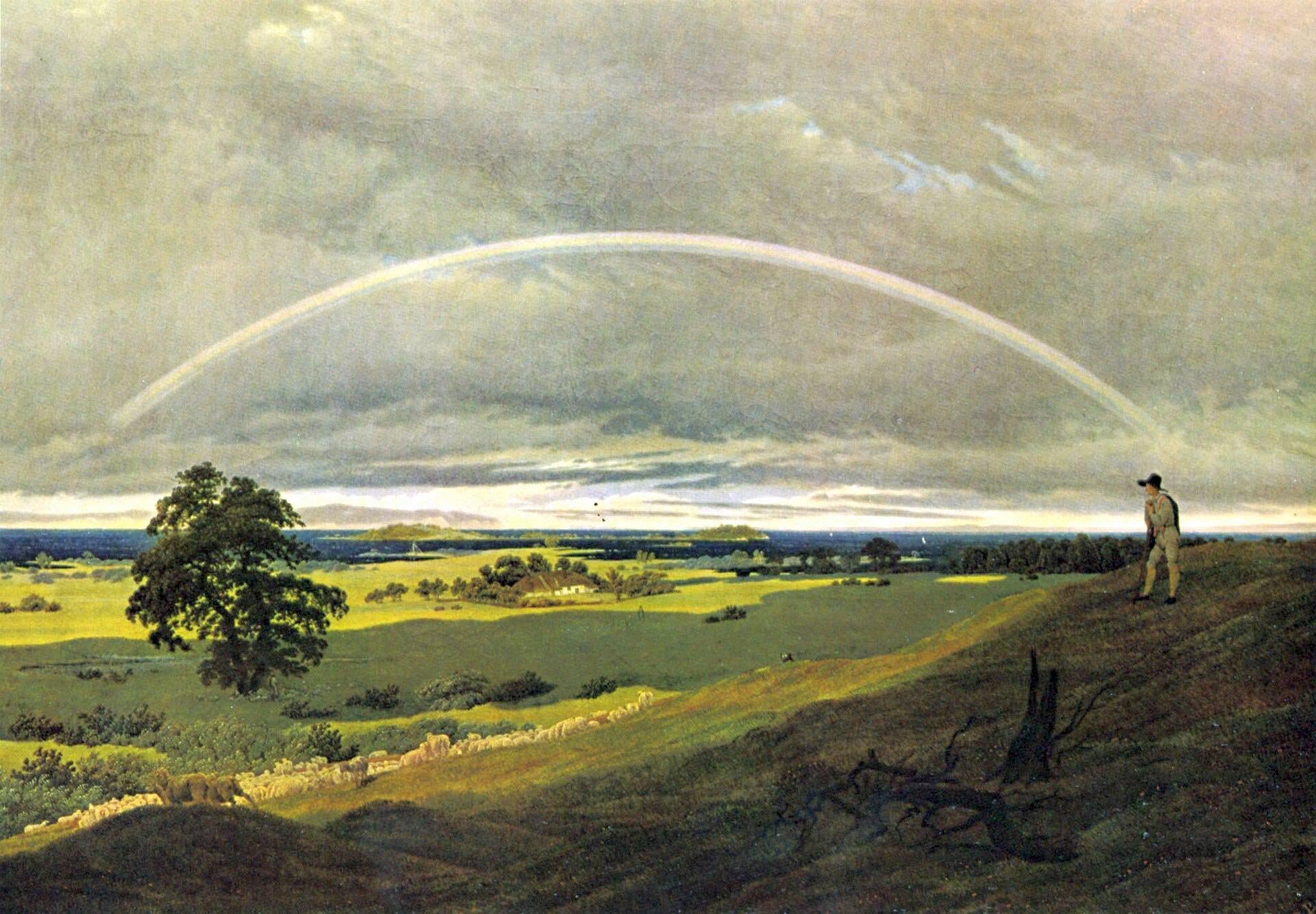 德國浪漫派畫家弗里德利希(Gaspard David Friedrich, 1774-1840)的畫作《彩虹野景》