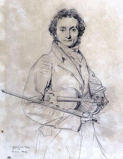 安格爾（Jean Auguste Dominique Ingres)：《帕格尼尼》（1819年）